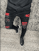 Чоловічі чорні звужені джинси з написами, Туреччина