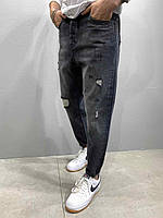 Чоловічі широкі вільні чорні джинси МОМ рвані, Туреччина