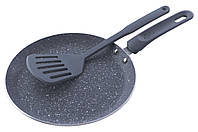 Сковорода блинная антипригарная Maestro - 230 мм Granite с лопаткой
