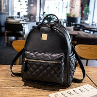 Женский стеганный городской рюкзак, прогулочный рюкзачок качественный Черный ESTET
