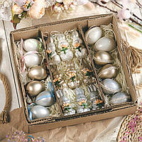 Пасхальный подарочный набор"Гламур " Пасхальный декор для корзины Пасхальные подарочные наборы 21шт.