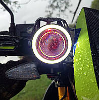 U7 Универсальные светодиодные мото фары прожекторы для мотоцикла квадроцикла LED 12В Devil Eyes кнопка білий