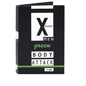 Духи з феромонами для чоловіків X phero Men Green Body Attack, 1 ml