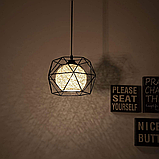 Люстра Стельовий світильник Плетена куля з ротанга та люстра з чорного заліза, фото 2