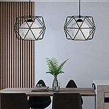 Люстра Стельовий світильник Плетена куля з ротанга та люстра з чорного заліза, фото 3