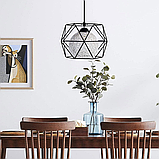 Люстра Стельовий світильник Плетена куля з ротанга та люстра з чорного заліза, фото 4