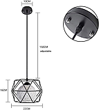 Люстра Стельовий світильник Плетена куля з ротанга та люстра з чорного заліза, фото 7