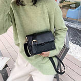 Дефект! Жіноча класична сумка на пояс крос-боді на три відділи чорна, фото 6