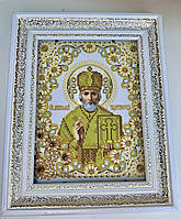 Набір для вишивки Миколай золото 19х23 см (набір з бусинами і бісером)