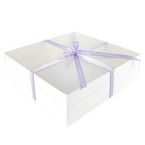 Коробка самозбірна з прозорою кришкою 21х21х6 см біла