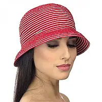 Летняя шляпа с моделируемыми полями в полоску красный с белым