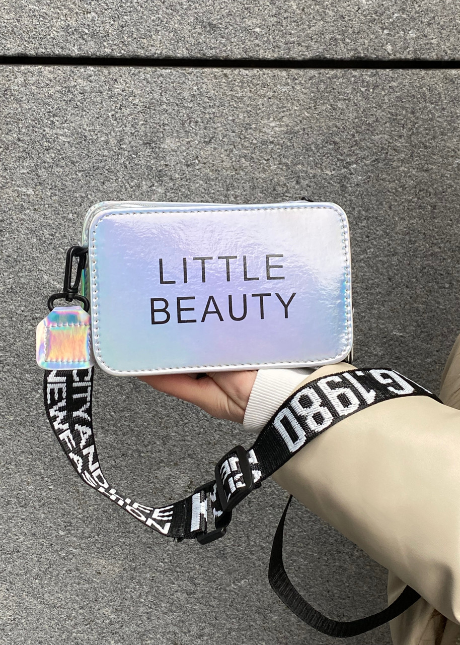 Жіноча дитяча голографічна сумка крос-боді через плече LITTLE BEAUTY сіра срібна