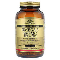 Риб'ячий Жир, Омега 3 (Omega-3 EPA, DHA), 950 мг, Потрійна Сила, Solgar, 100 желатинових капсул