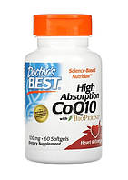 Doctor's Best, CoQ10 коензим Q10 з високим ступенем всмоктування з BioPerine, 100 мг, 60 капсул