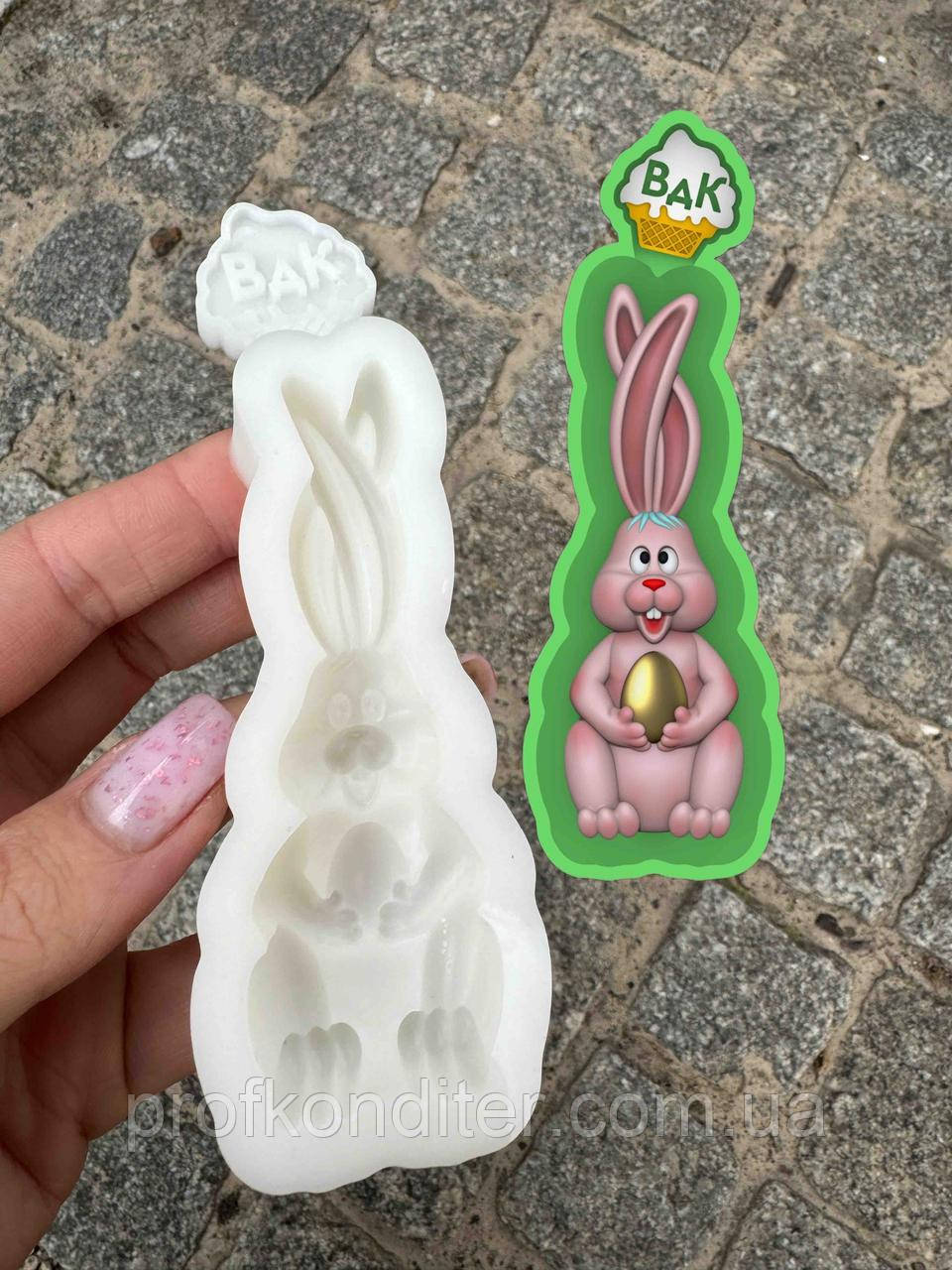 Ексклюзив. Силіконовий молд для шоколаду, мастіки, карамелі та ін "Зайченя з яйцем №2", фото 1