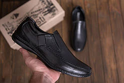 Чоловічі туфлі з натуральної шкіри Matador Officer, чоловічі чорні шкіряні туфлі, туфлі без шнурків для чоловіків