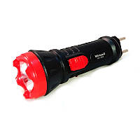 Ліхтар ручний акумуляторний, WX-2890 зарядка від мережі 220 В, міцний пластиковий корпус, чорно-червоний