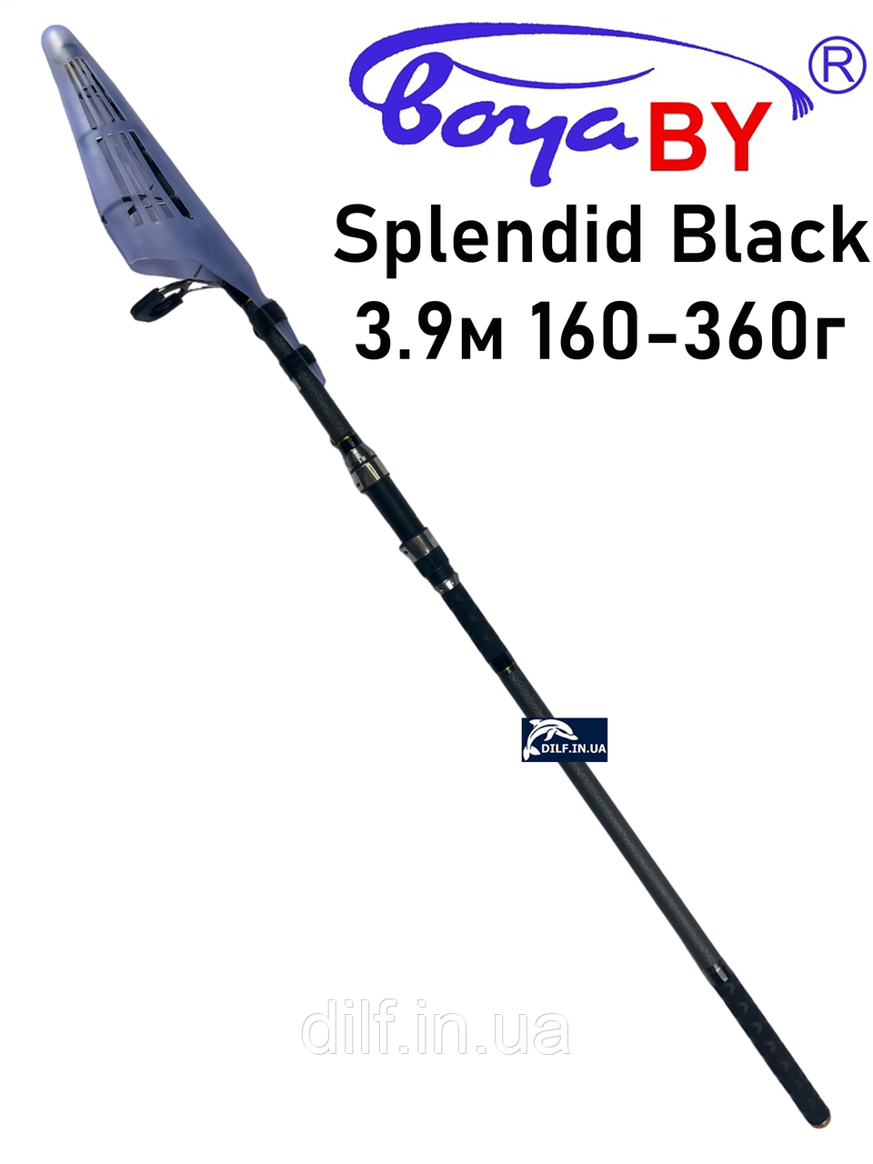 Коропове вудилище Boya By Splendid Black 3.9м 160-360г телескопічне 50 мм перше кільце, фото 1