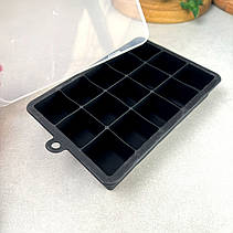 Силіконова чорна форма для льоду на 15 комірок із кришкою, фото 4