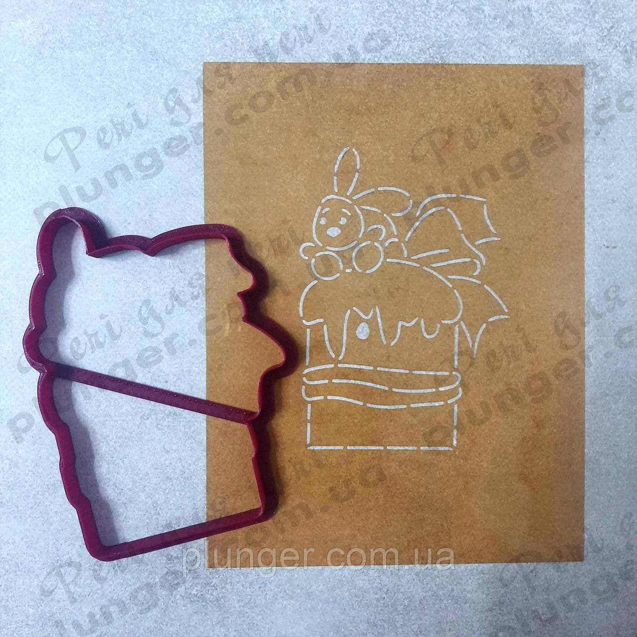 Вирубка пластикова з трафаретом Пасочка із зайцем, фото 1