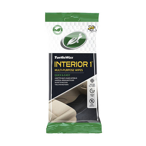 Серветки очисні для салону Turtle Wax INTERIOR 1 WIPES (24 шт) 1 уп, фото 1