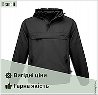 Тактический летний анорак BRANDIT Summer Windbreaker, водонепроницаемая ветровка, черный