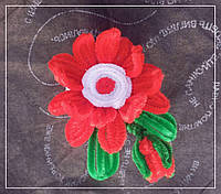 Цветок декоративный "Красная бербера в горшочке" из синельной проволоки ручная работа