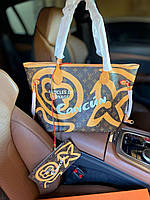 Женская сумка тоут Louis Vuitton Neverfull кожаная коричневая большая