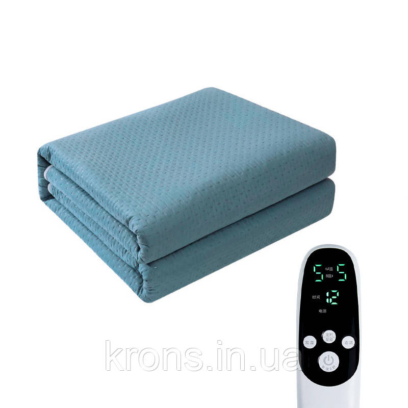 Електричне простирадло J-002 180*80 см із подвійним підігрівом від мережі 220 вольтів Blue, фото 1
