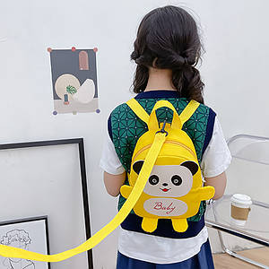 Дитячий рюкзак A-6864 Panda з ремінцем антивтрати Yellow
