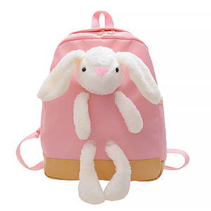 Дитячий рюкзак A-7757 Bunny на одне відділення з ремінцем Pink