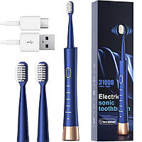 Электрическая зубная щетка на акуммуляторе Electric Sonic Toothbrush, 2 насадки, от USB / Ультразвуковая щетка