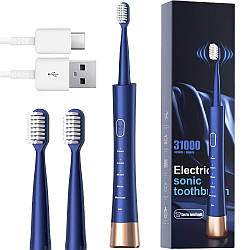 Електрична зубна щітка на акуммуляторі Electric Sonic Toothbrush, 2 насадки, від USB / Ультразвукова щітка