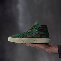 Зеленые мужские замшевые кеды Vans x DEFCON Sk8-Hi Notchback Pro Multicam Jungle Size 8.0 Vault Supreme