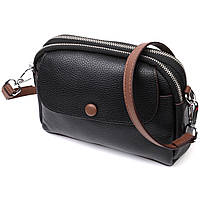 Кожаная маленькая повседневная сумка для женщин Vintage 22324 Черная Form