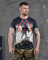 Тактическая футболка зсу, черная футболка зсу с принтом, военная футболка влагоотводящая