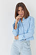 Укорочена сорочка в смужку з акцентною кишенею — блакитний колір, L (є розміри), фото 4