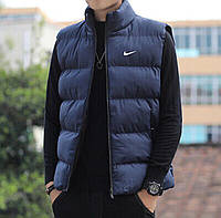 Мужская жилетка Nike синяя утепленная спортивная качественная