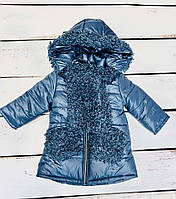 Зимова курточка на дівчинку в комплекті з шарф (розмір 92 см)