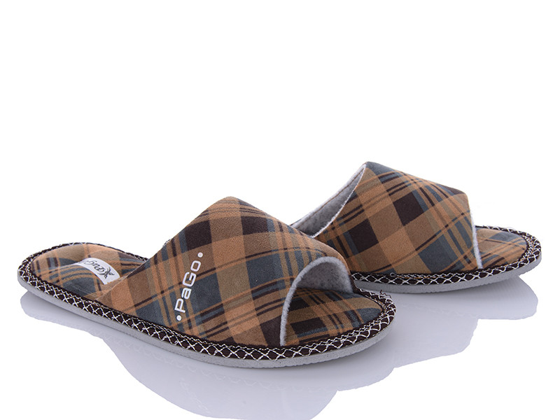 Чоловічі домашні тапочки відкритий носок "PaGo" мод. Клітка - зручне взуття для дому, стиль і комфорт., фото 1