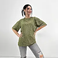 Літня жіноча футболка кольору хакі на кожен день