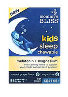 Mommy's Bliss, детские жевательные таблетки для сна, мелатонин + магний, для детей от 3 лет, 90 таблеток