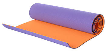 Двошаровий килимок для занять фітнесом та йогою MS 0613-1-VO Йогамат 183x61 см завтовшки 6 мм