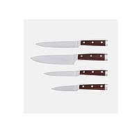 Набір кухонних ножів 4 пр із ручкою коричневий Con Brio неіржавка сталь