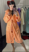 Женские теплые махровые халаты (Турция) Оранж, XL
