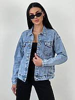 Женская джинсовая куртка классика черная голубая