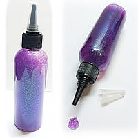Клей декоративний з блискітками / "Glitter Color" 120мл / неон фіолетовий / Клей з глітером для творчості