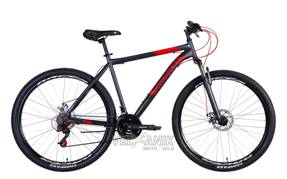 Велосипед 29" Discovery RIDER DD (рама 21") темно-сріблястий з червоним мат