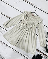 Сукня для дівчинки з м'якого плюшевого велюру зріст 110-116 см (бежевий)