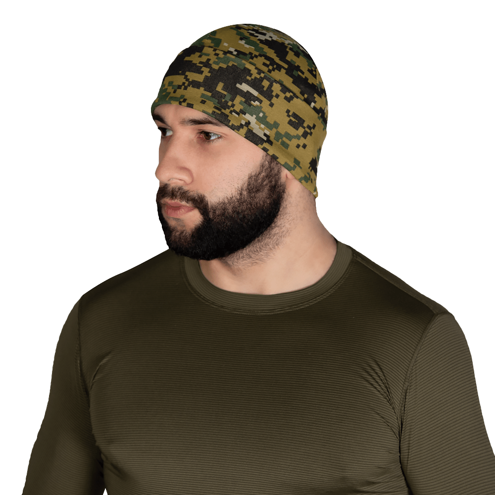 Демисезонная шапка из натуральной ткани Watch Cap Marpat Brown с отворотом